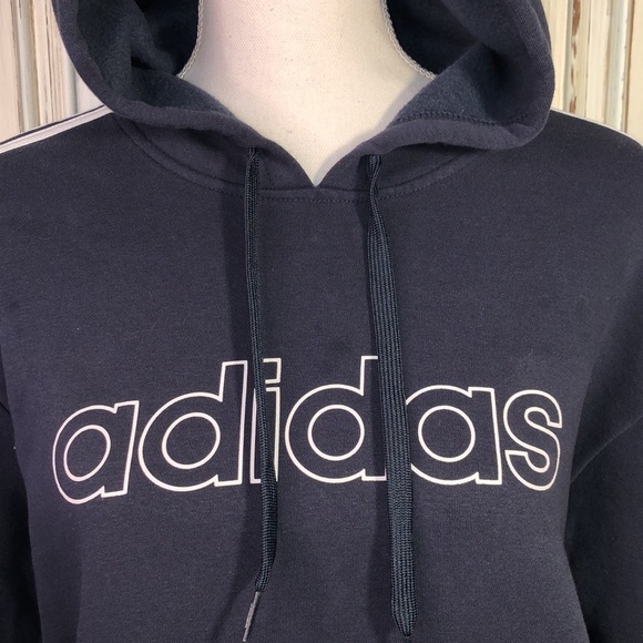 Adidas Navy Blue Pullover Hoodie Sweatshirt - Picture 2 of 6